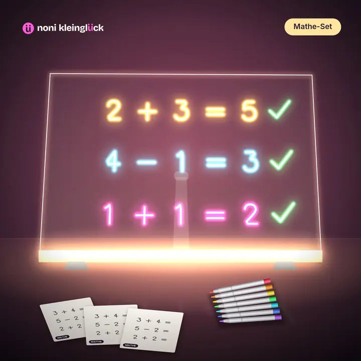 LED-Zeichenbrett Mathe-Set mit leichten Rechenaufgaben für Kinder