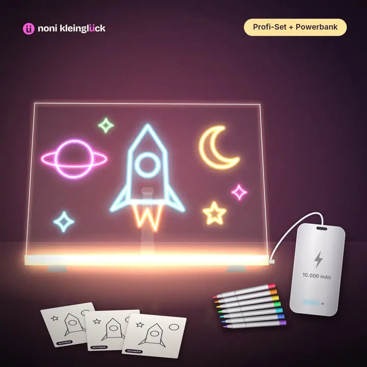 LED-Zeichenbrett Profi-Set mit Powerbank 10.000 mAh